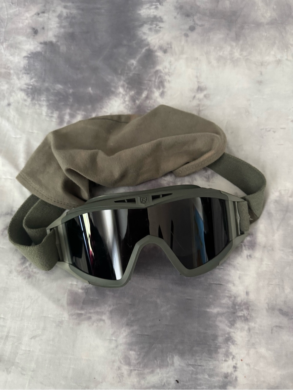 Tactical Olive Green Goggles with Mirrored Lens